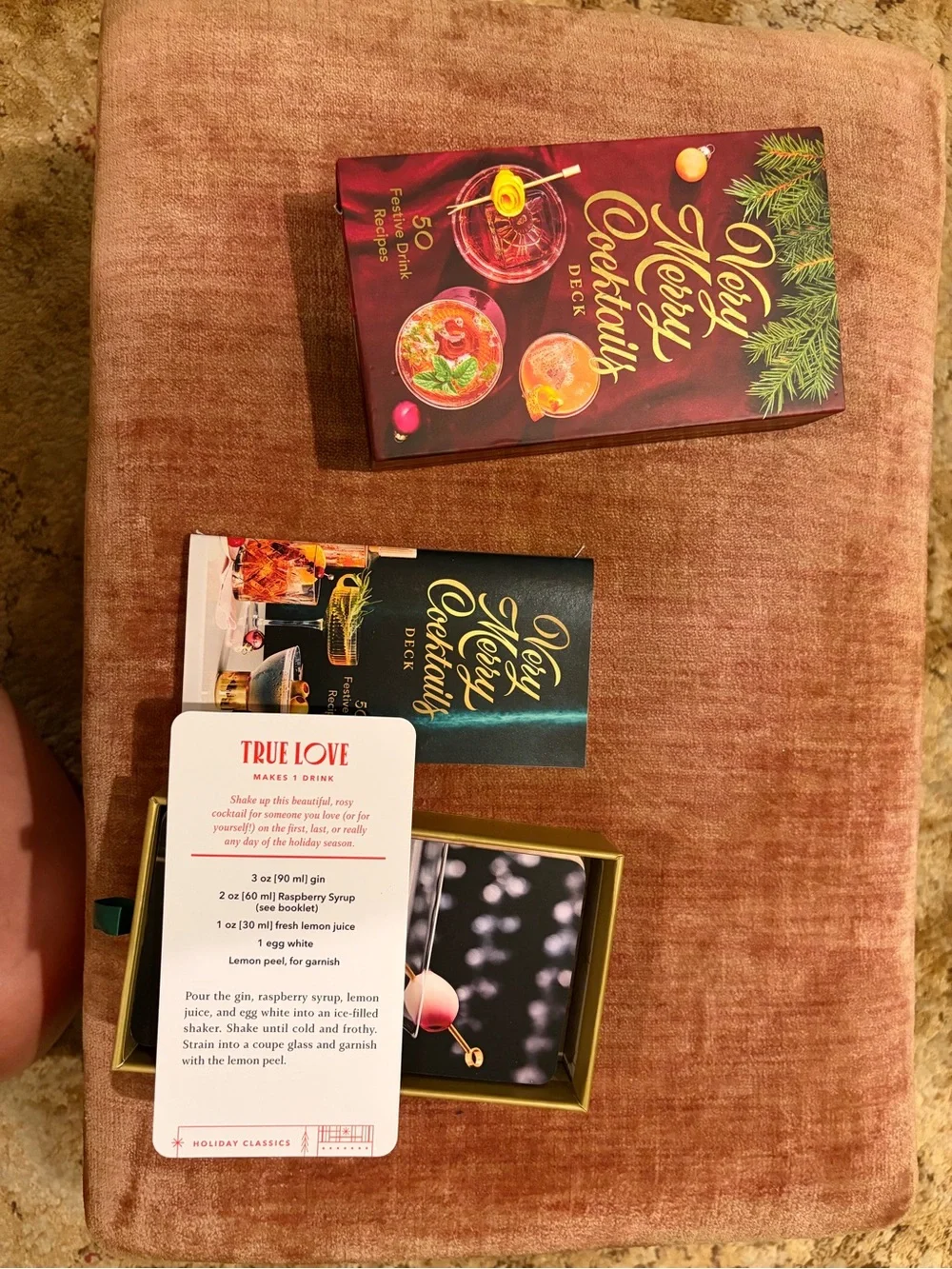 Chronicle Books Holiday Cocktail Recipe Deck — Red and Pink Festive Box
